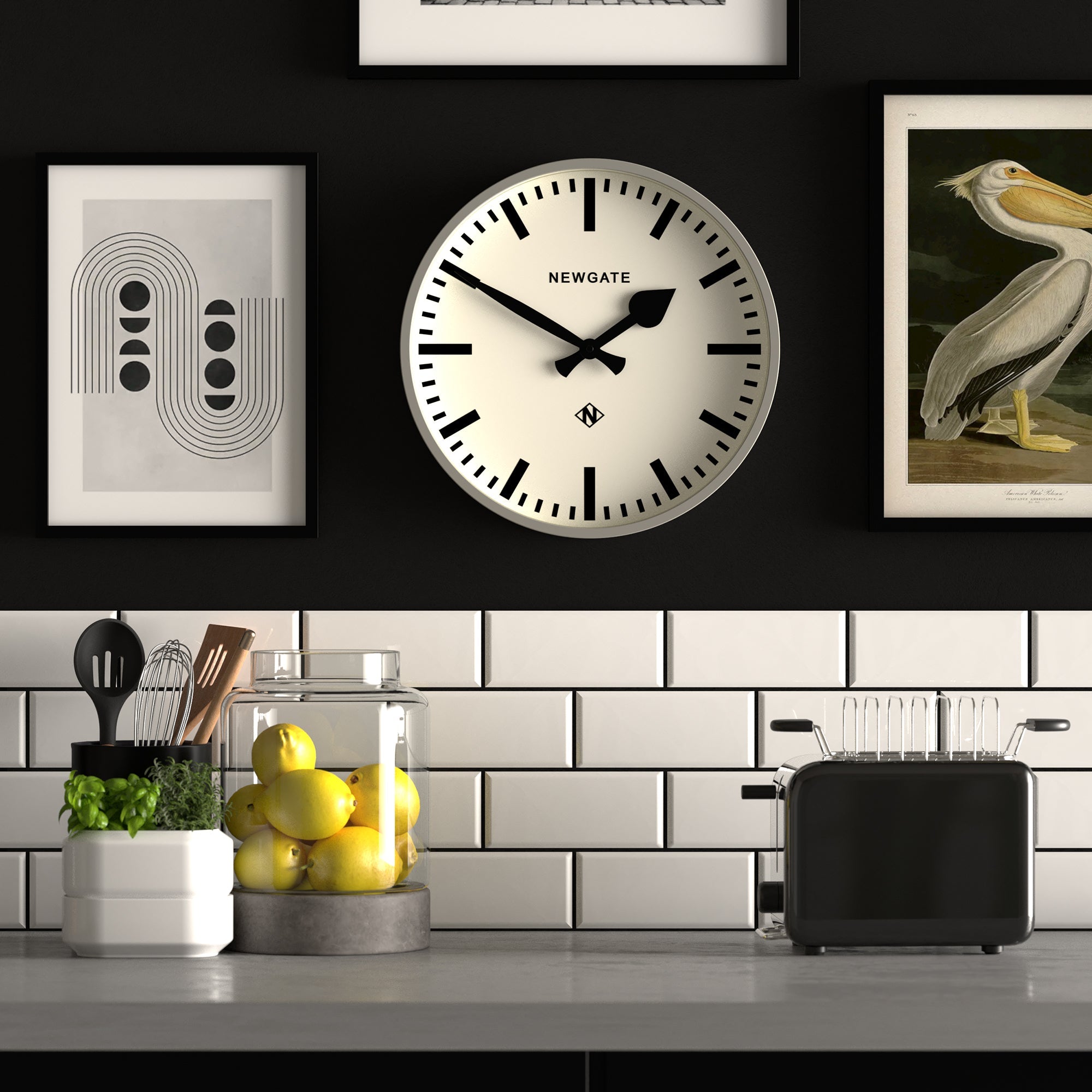 Newgate Railway Wall Clock Grey