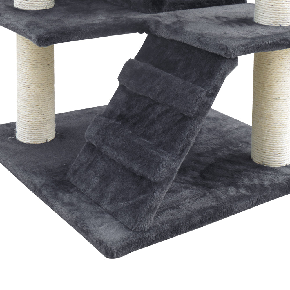 Cat Tree Scratching Post Tower Wood Grey 134cm
