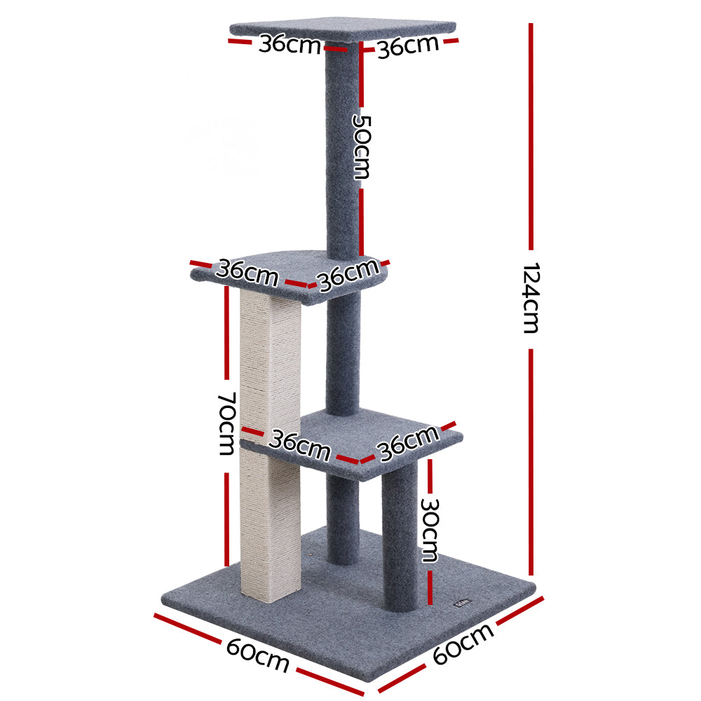 Cat Tree Post Scratcher Tower House Steps 124cm