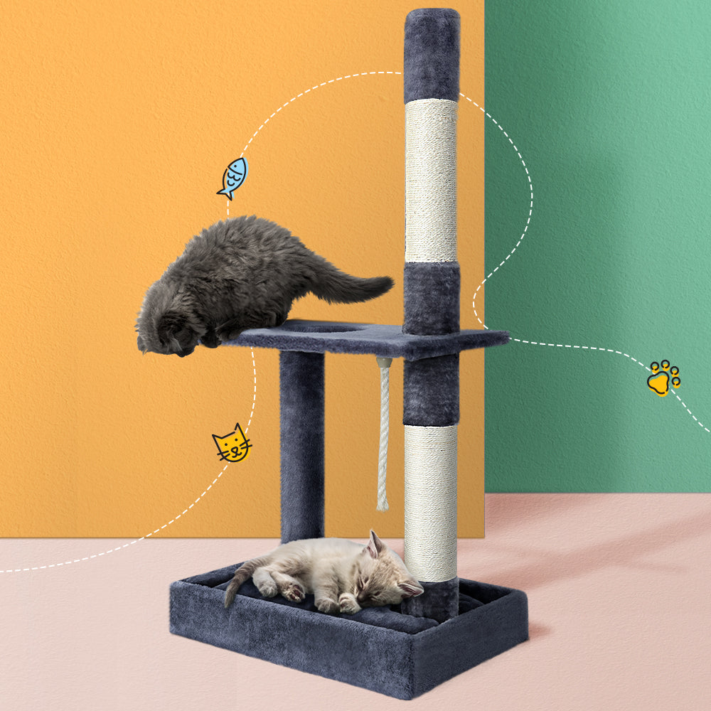 Cat Tree Scratching Post Scratcher Tower Grey 102cms