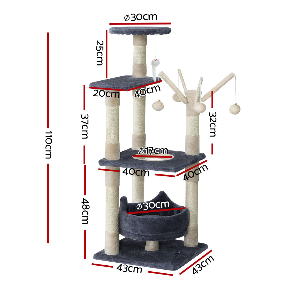 Cat Tree Scratching Post Scratcher Tower Toys 110cm