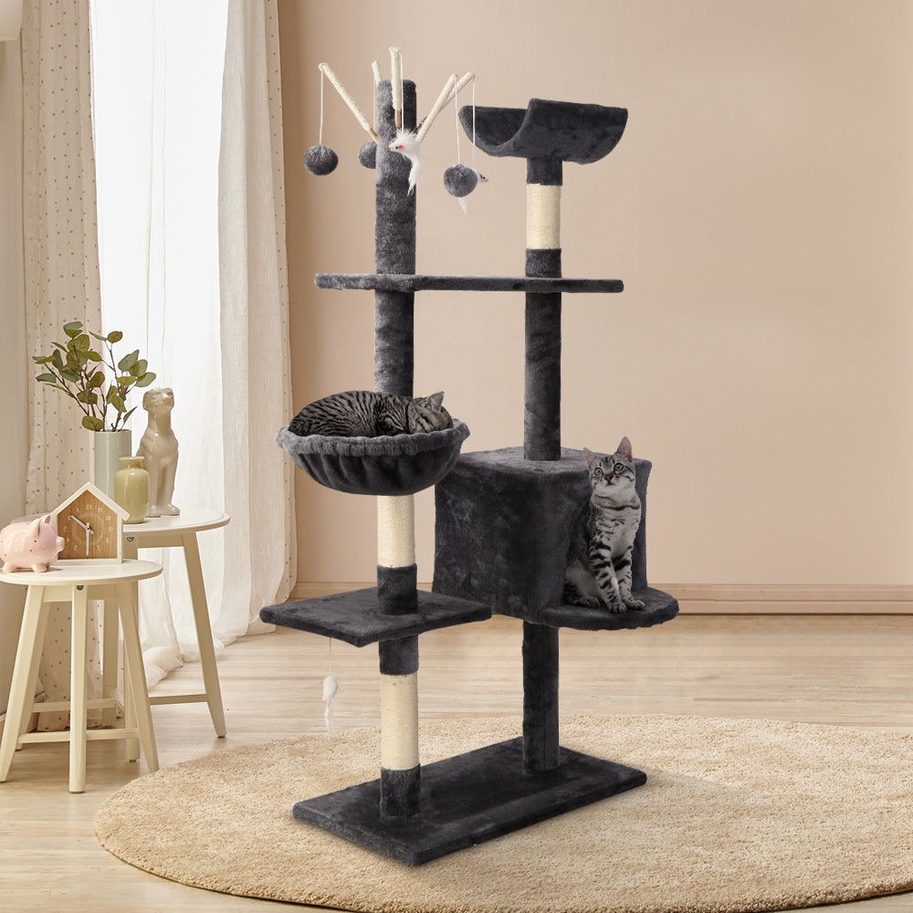 Cat Tree Scratching Post Scratcher Tower Wood 140cms