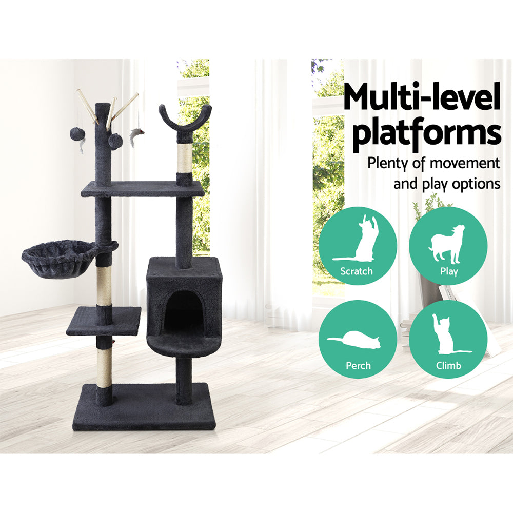 Cat Tree Scratching Post Scratcher Tower Wood 140cms