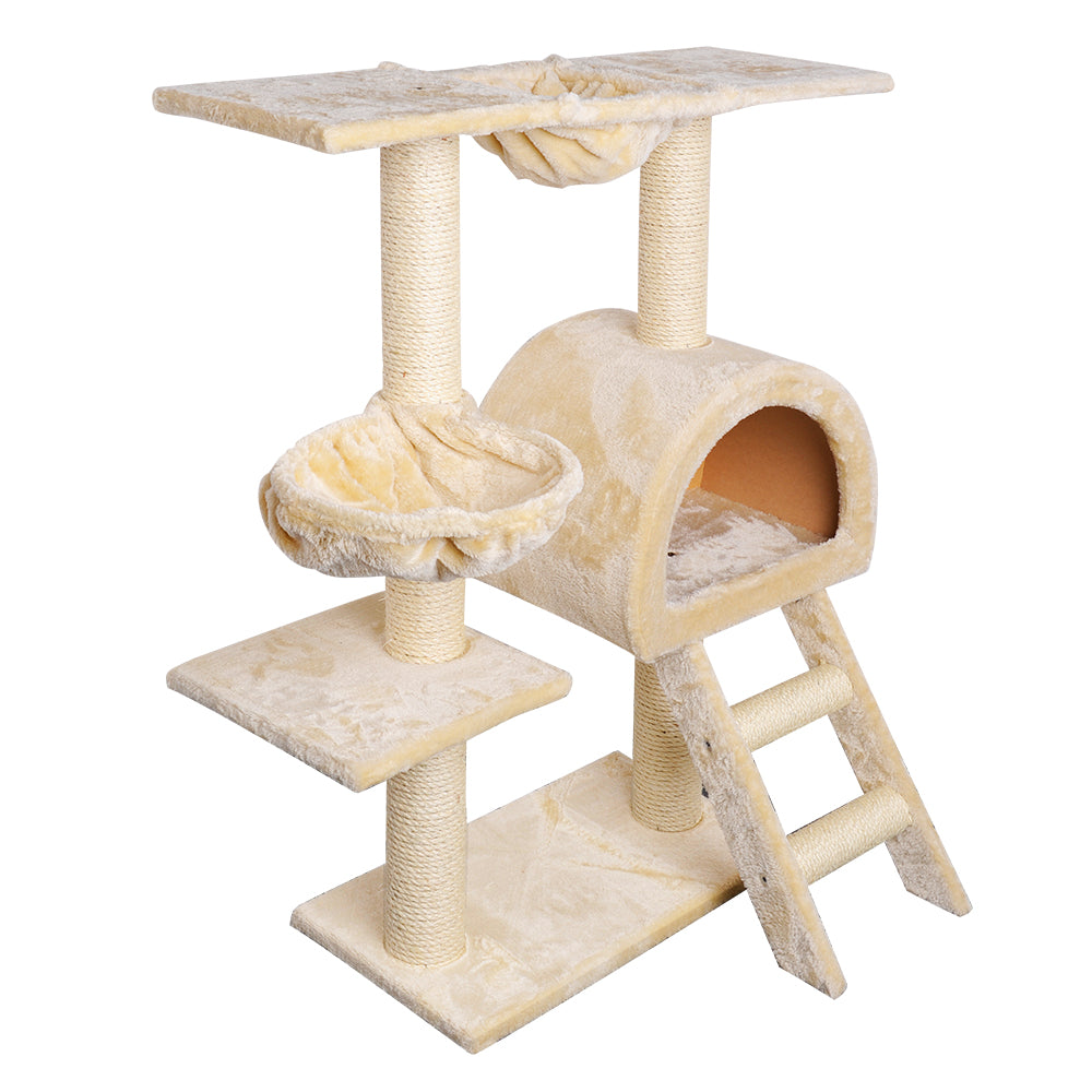 Cat Tree Trees Scratching Post Scratcher Bed Beige 100cm