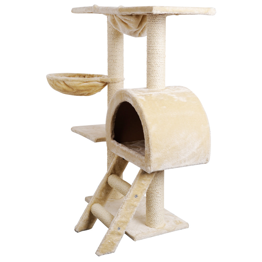Cat Tree Trees Scratching Post Scratcher Bed Beige 100cm