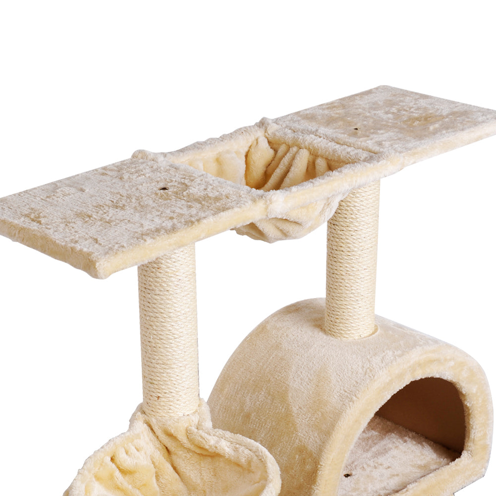 Cat Tree Trees Scratching Post Scratcher Bed Beige 100cm