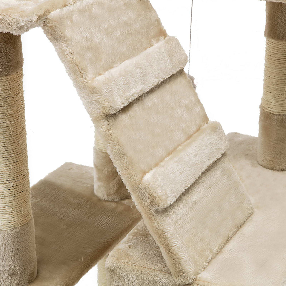 Cat Tree Scratching Post Scratcher Tower Wood Beige 180cms