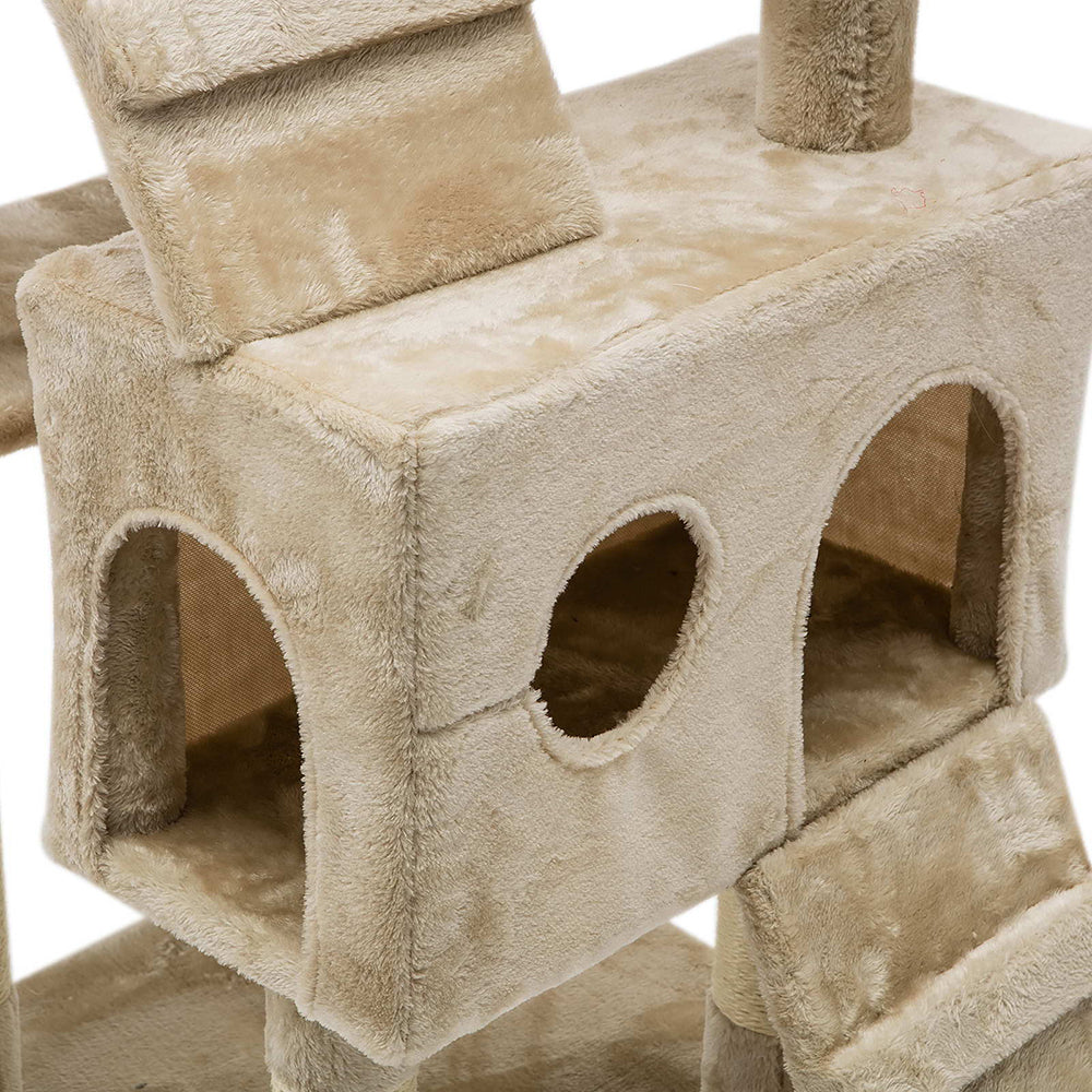Cat Tree Scratching Post Scratcher Tower Wood Beige 180cms