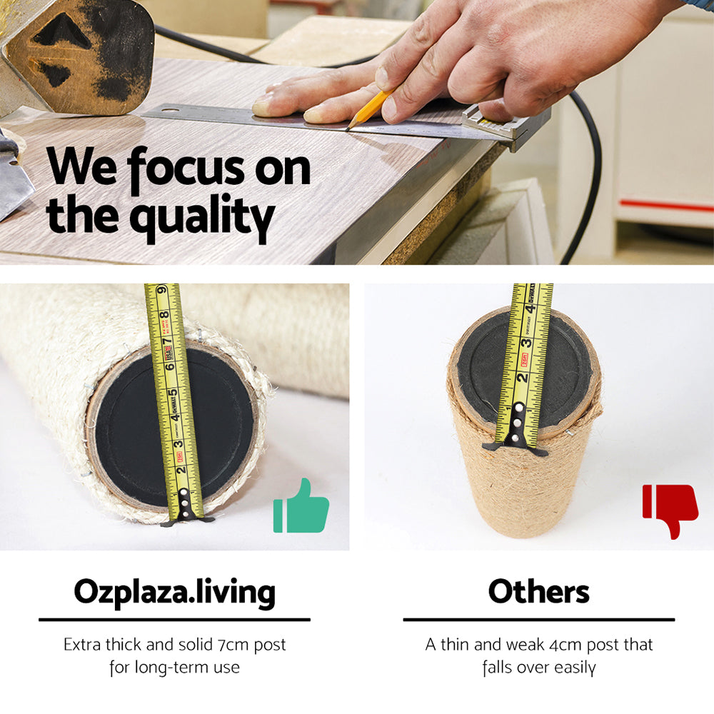 Cat Tree Scratching Post Scratcher Tower Wood Beige 180cms