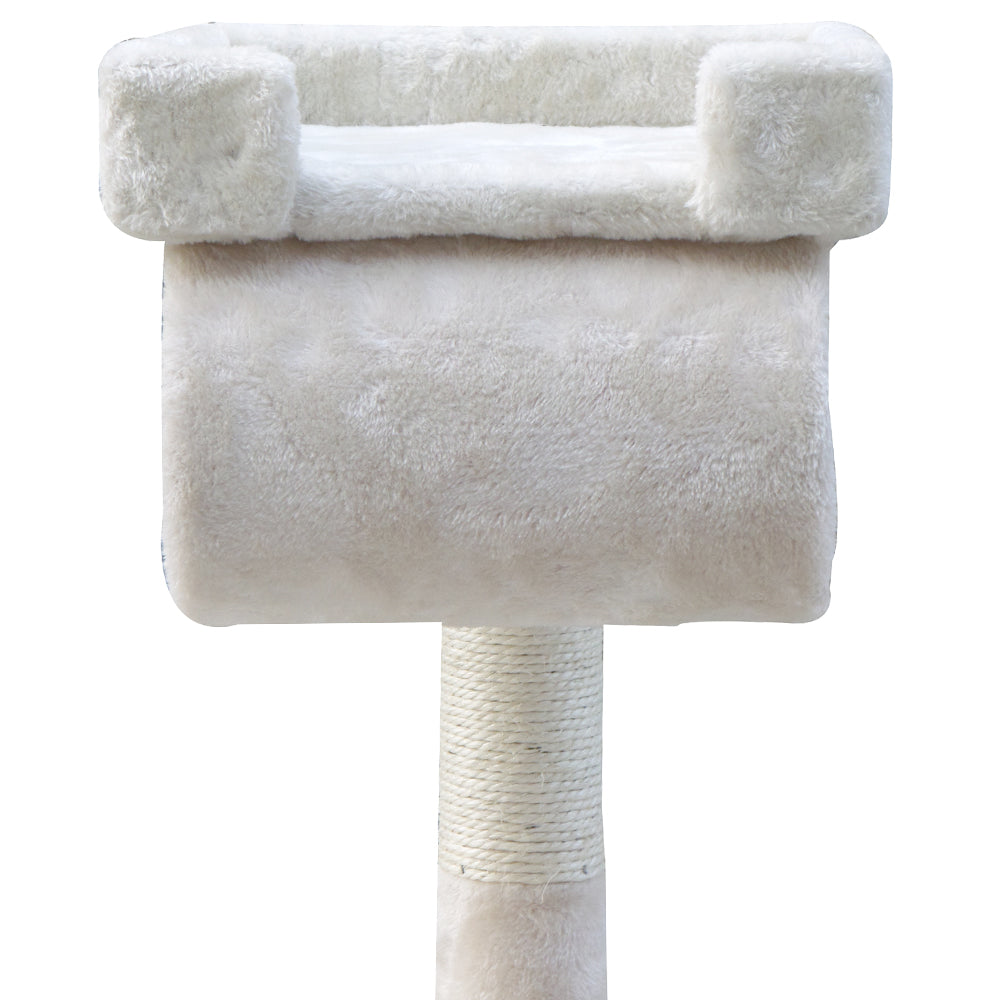 Cat Tree Scratching Post Scratcher Tower Wood Beige 141cms