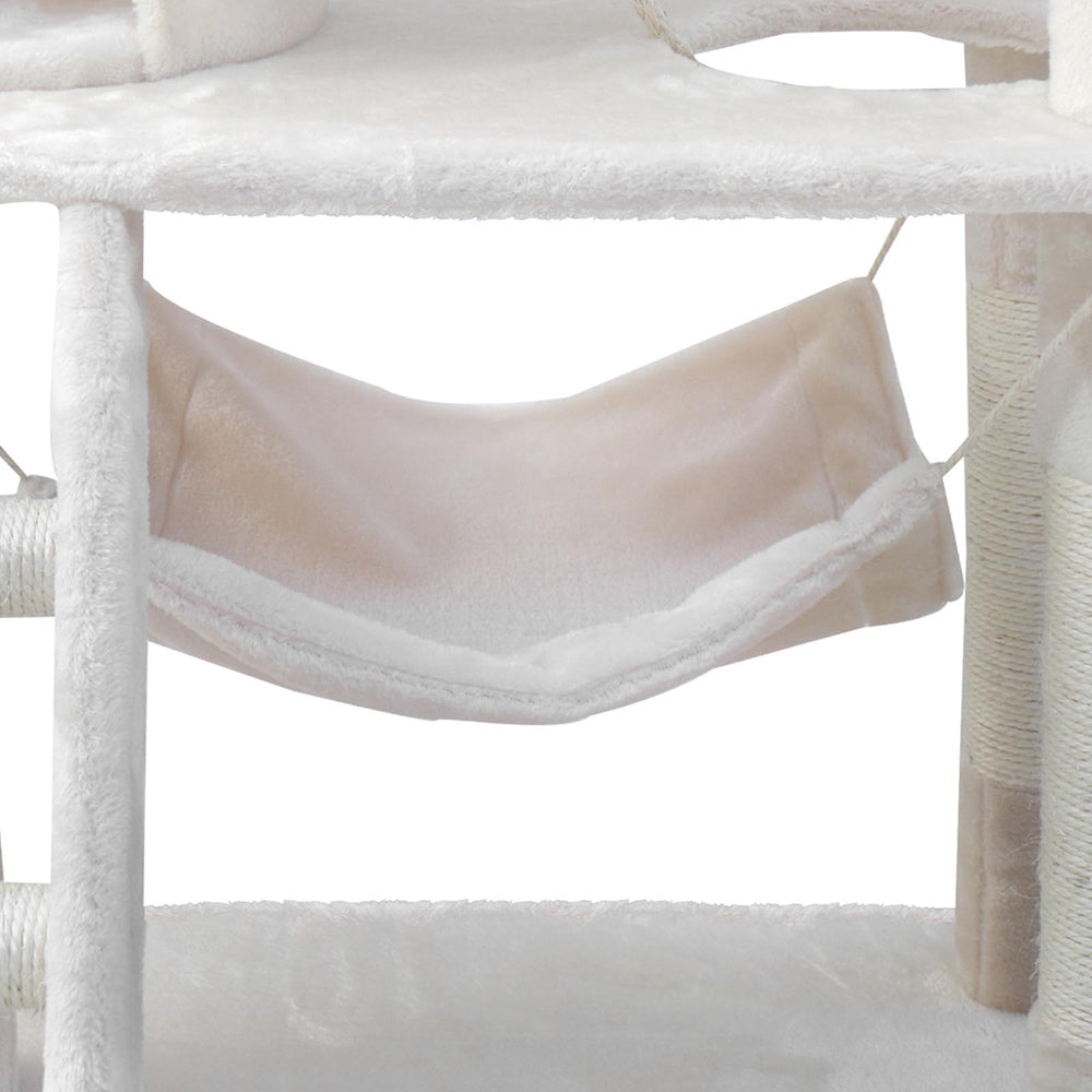 Cat Tree Scratching Post Scratcher Tower Wood Beige 141cms