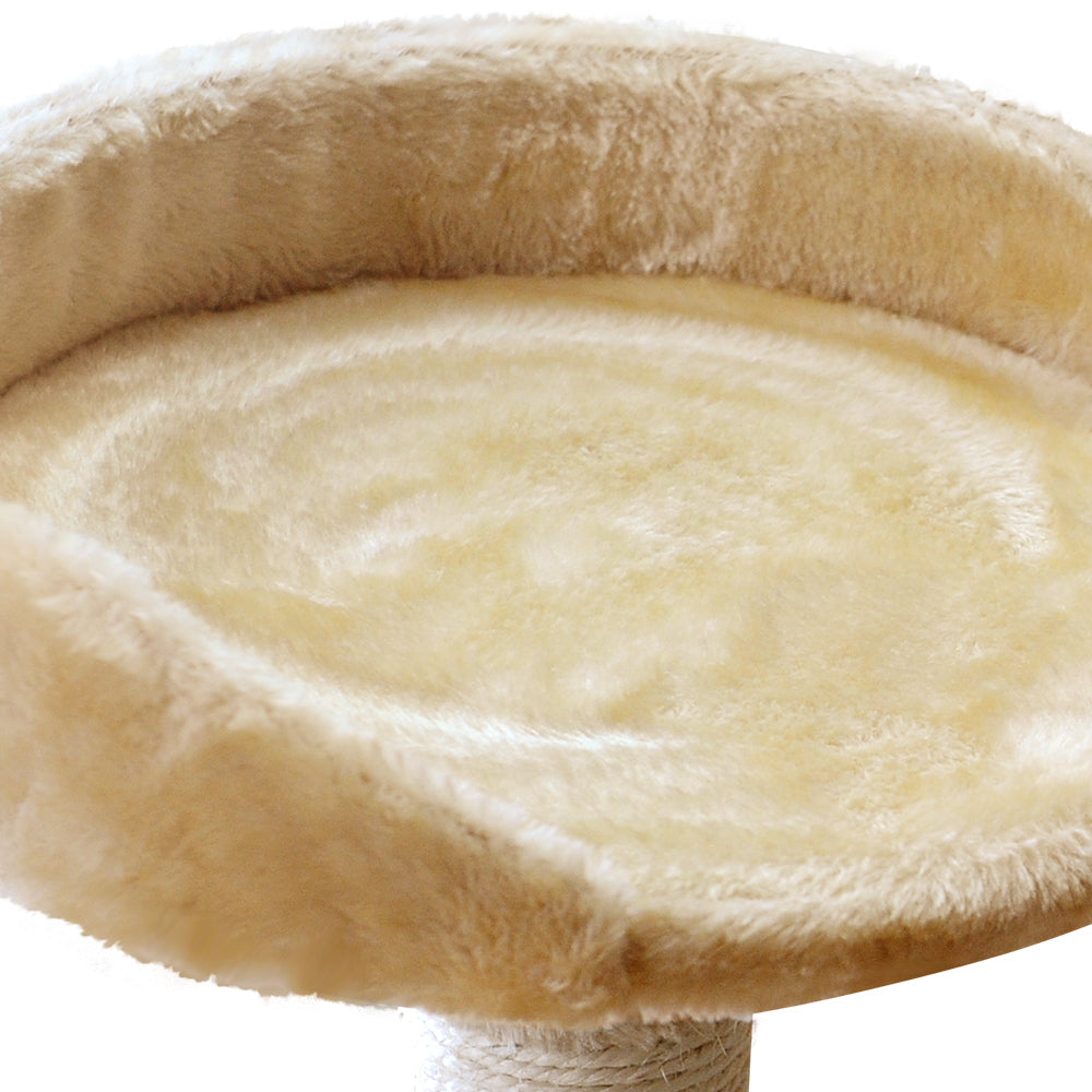 Cat Tree Scratching Post Scratcher Tower Wood Beige 203cms