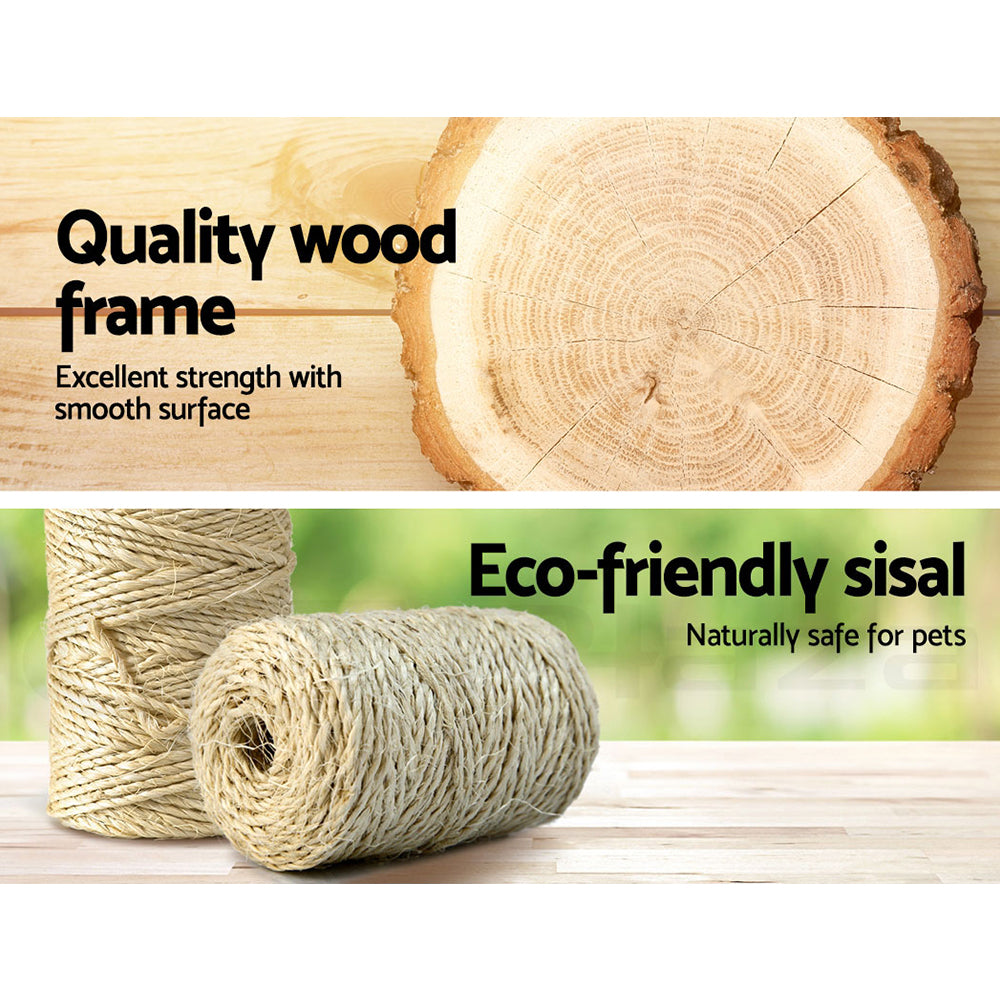 Cat Tree Scratching Post Scratcher Tower Wood Beige 203cms