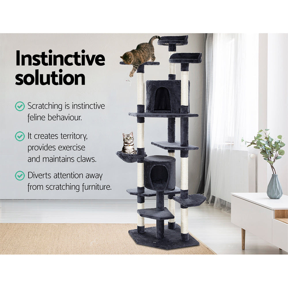 Cat Tree Scratching Post Scratcher Tower Wood 203cms