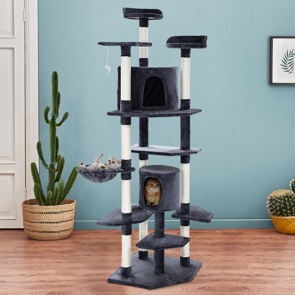 Cat Tree Scratching Post Scratcher Tower Wood 203cms