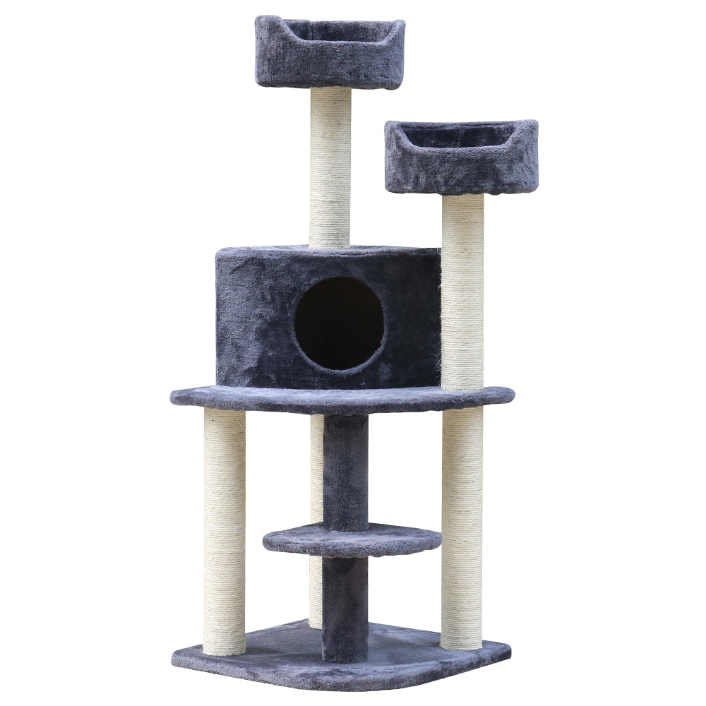Cat Tree Trees Scratching Post Scratcher Grey 126cm