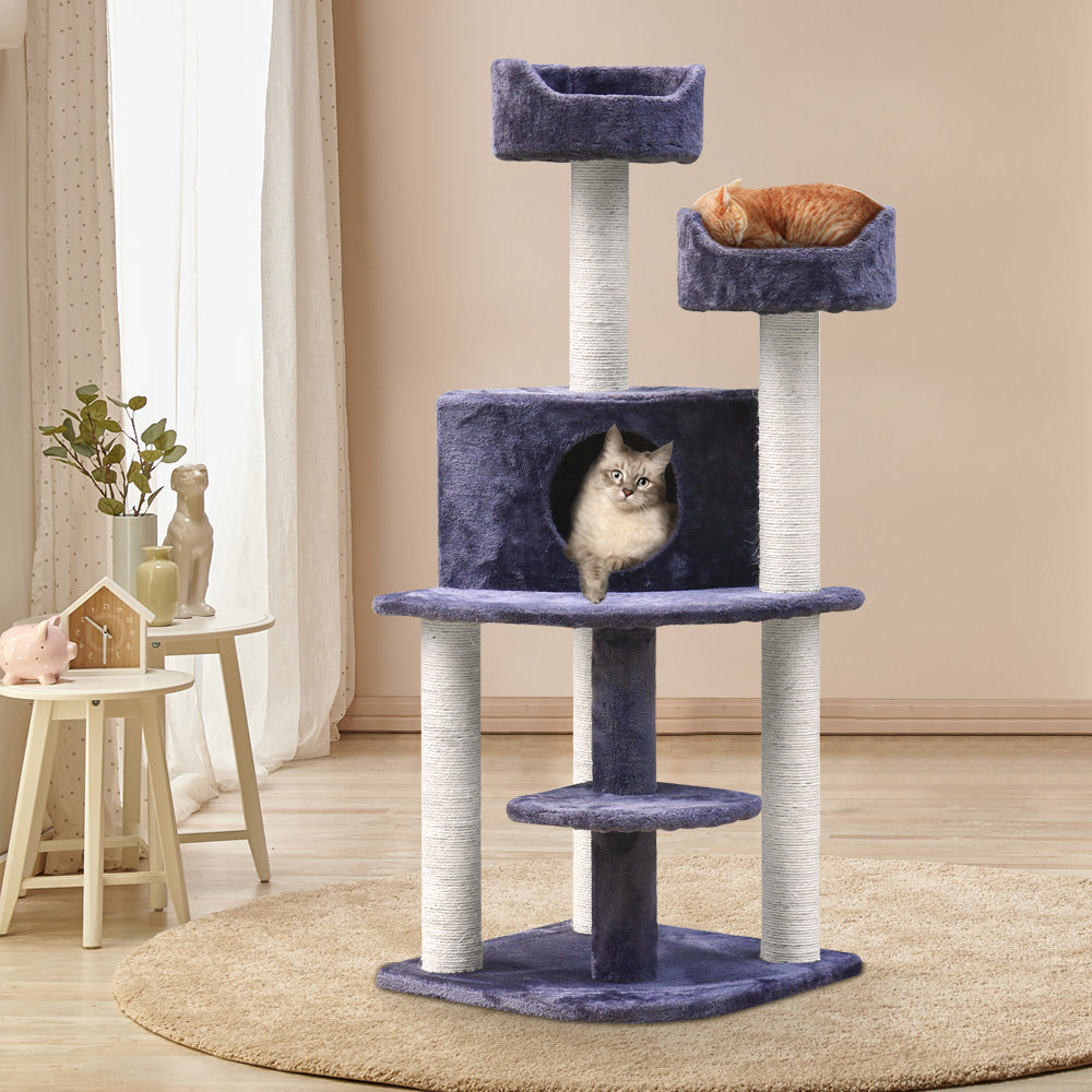 Cat Tree Trees Scratching Post Scratcher Grey 126cm