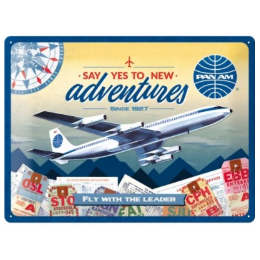 Pan Am Say Yes To New Adventures Metal Sign