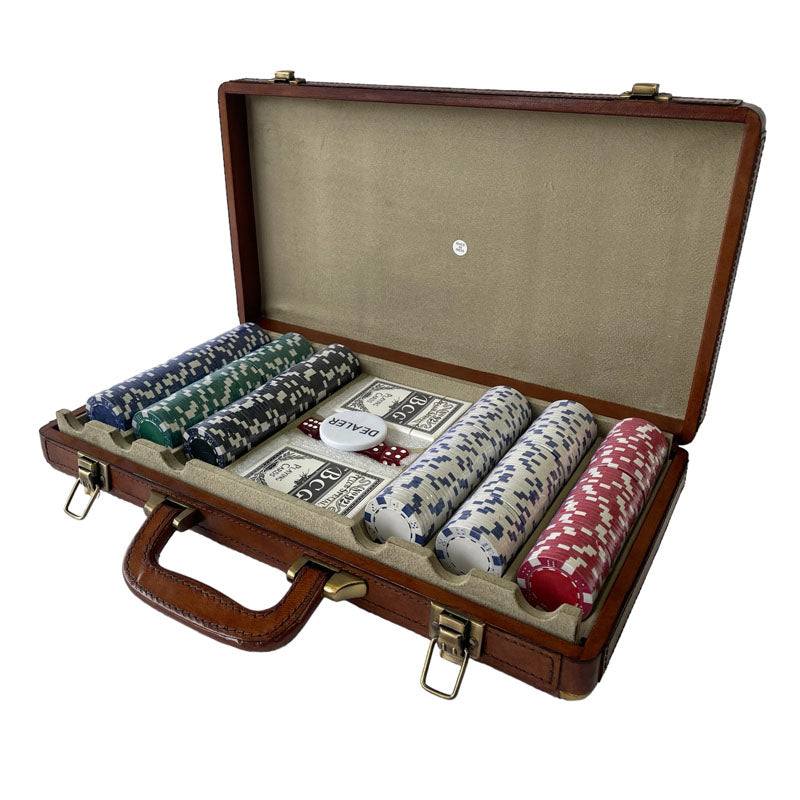 Poker Game With Leather Suitcase