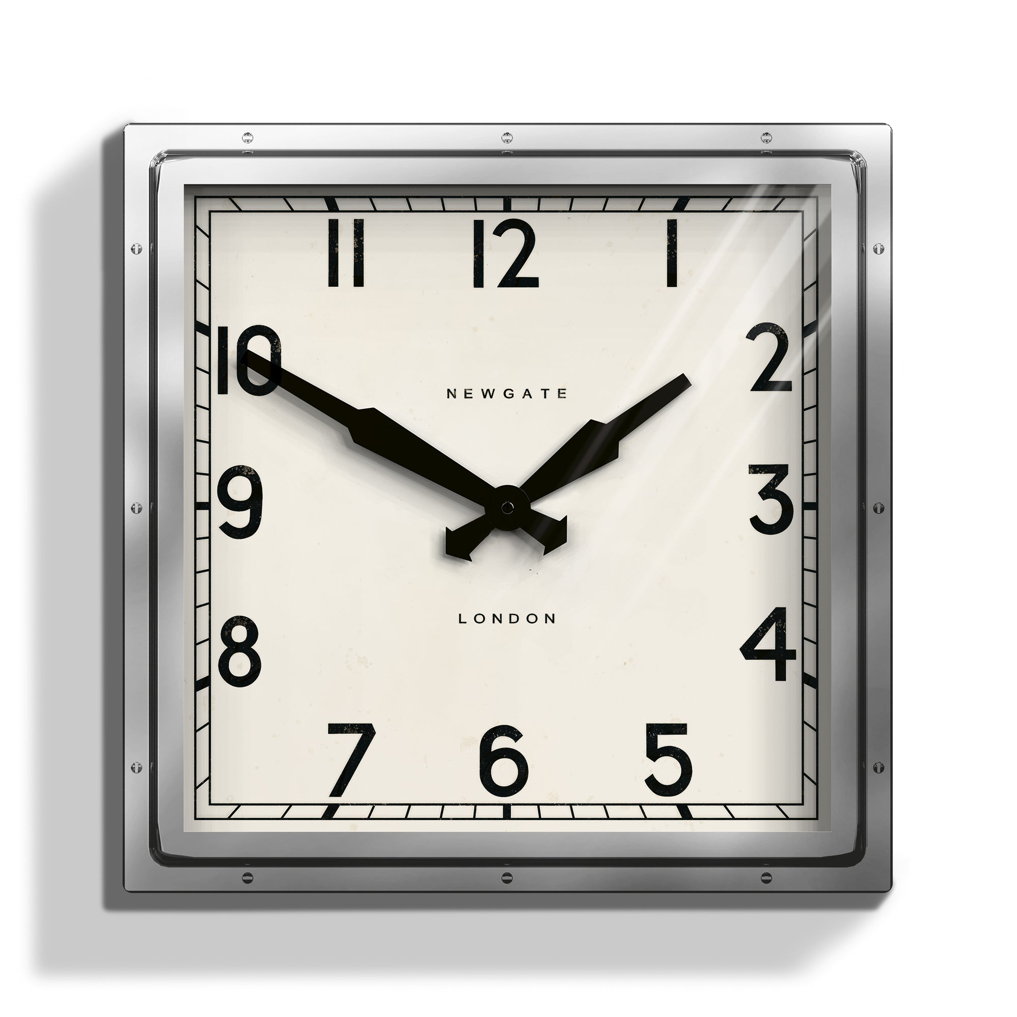 Newgate Quad Wall Clock Chrome