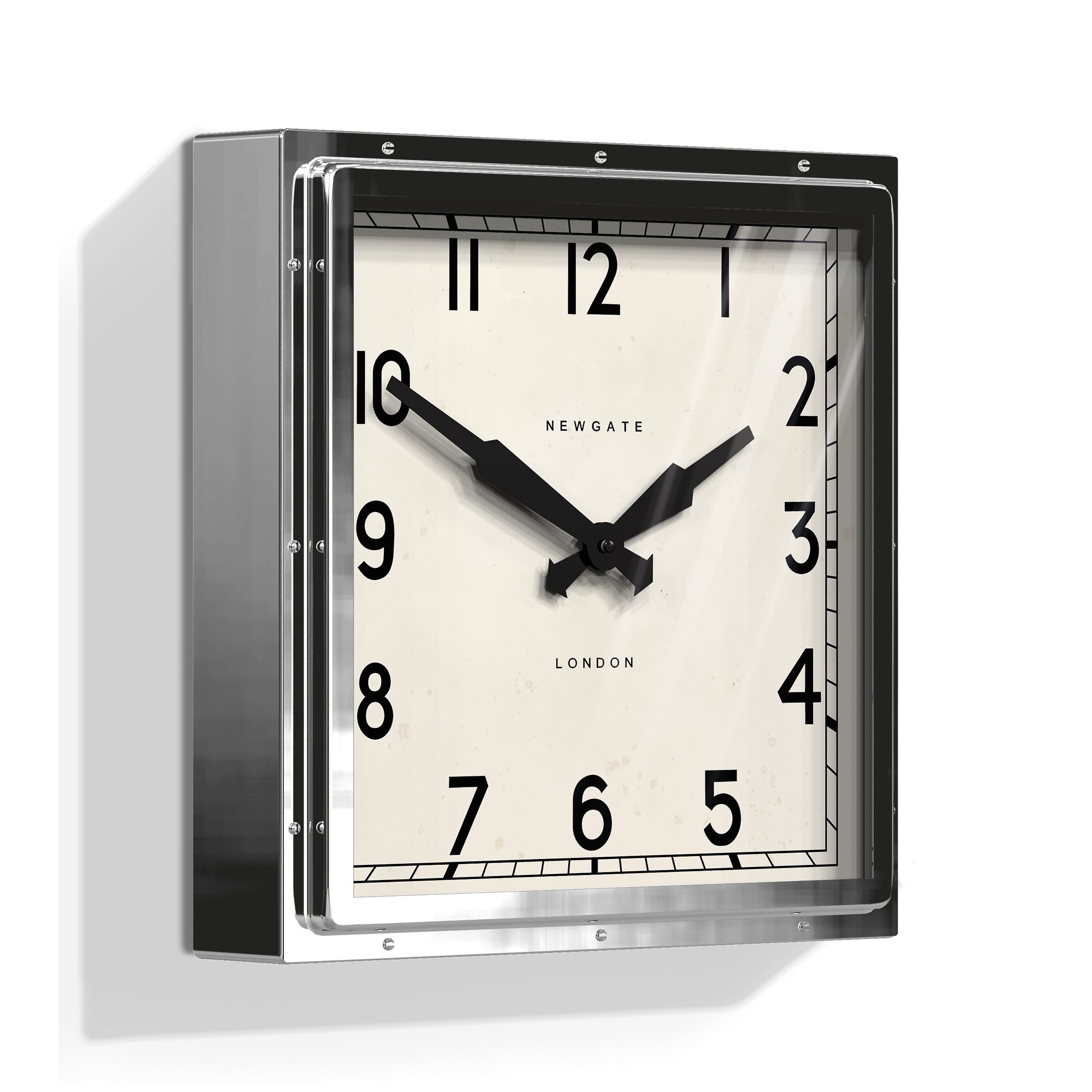 Newgate Quad Wall Clock Chrome