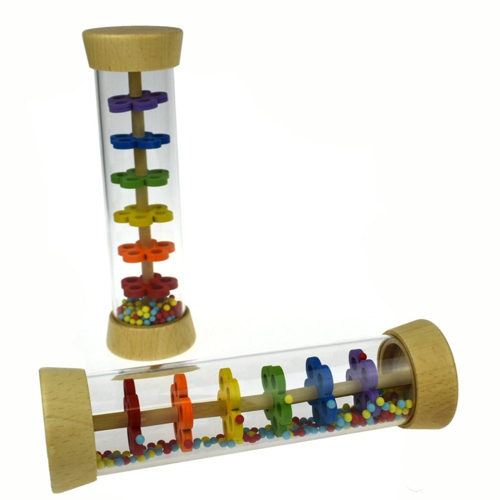 Wooden Rainmaker Rattle In Clear Tube