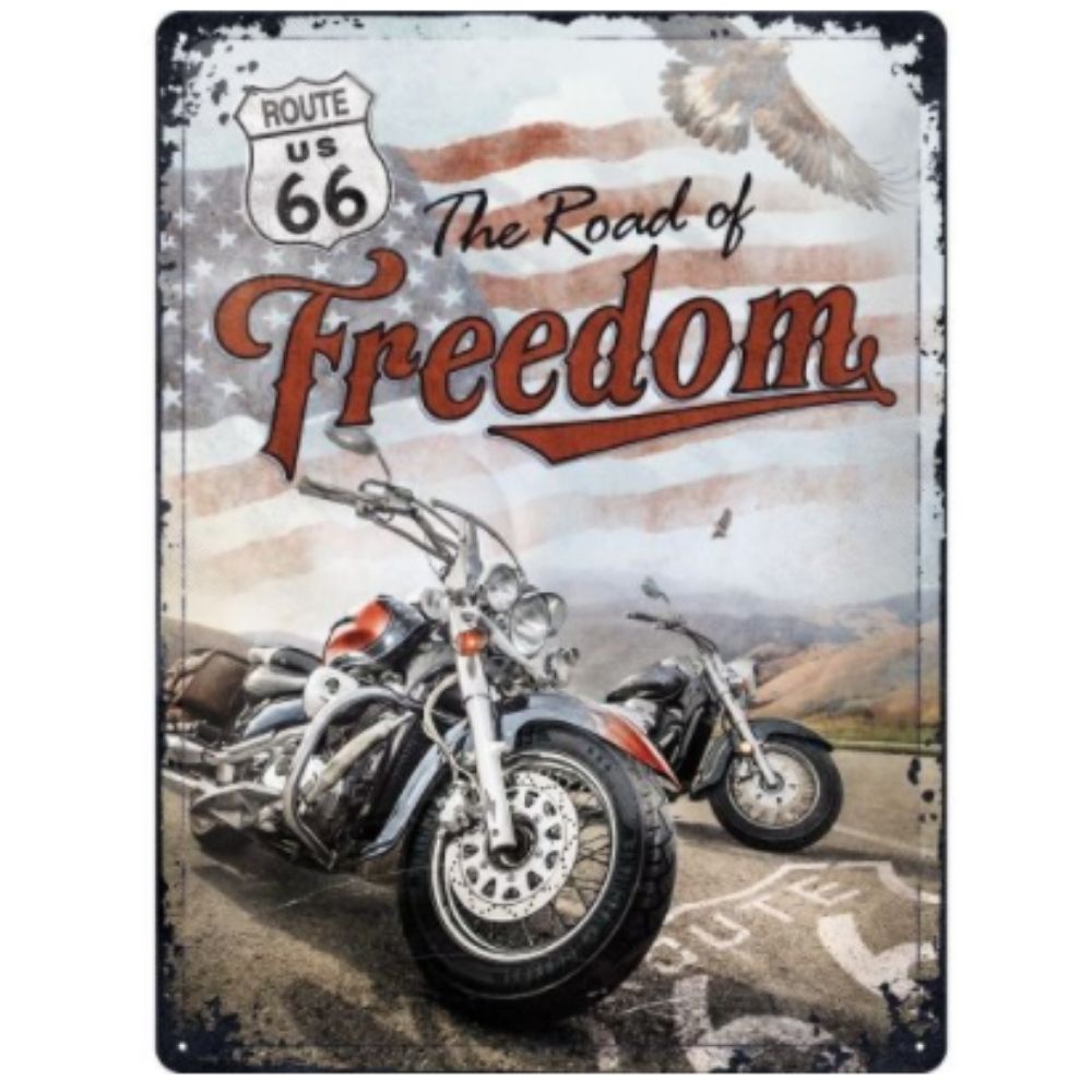 Route 66 The Road Of Freedom Metal Sign