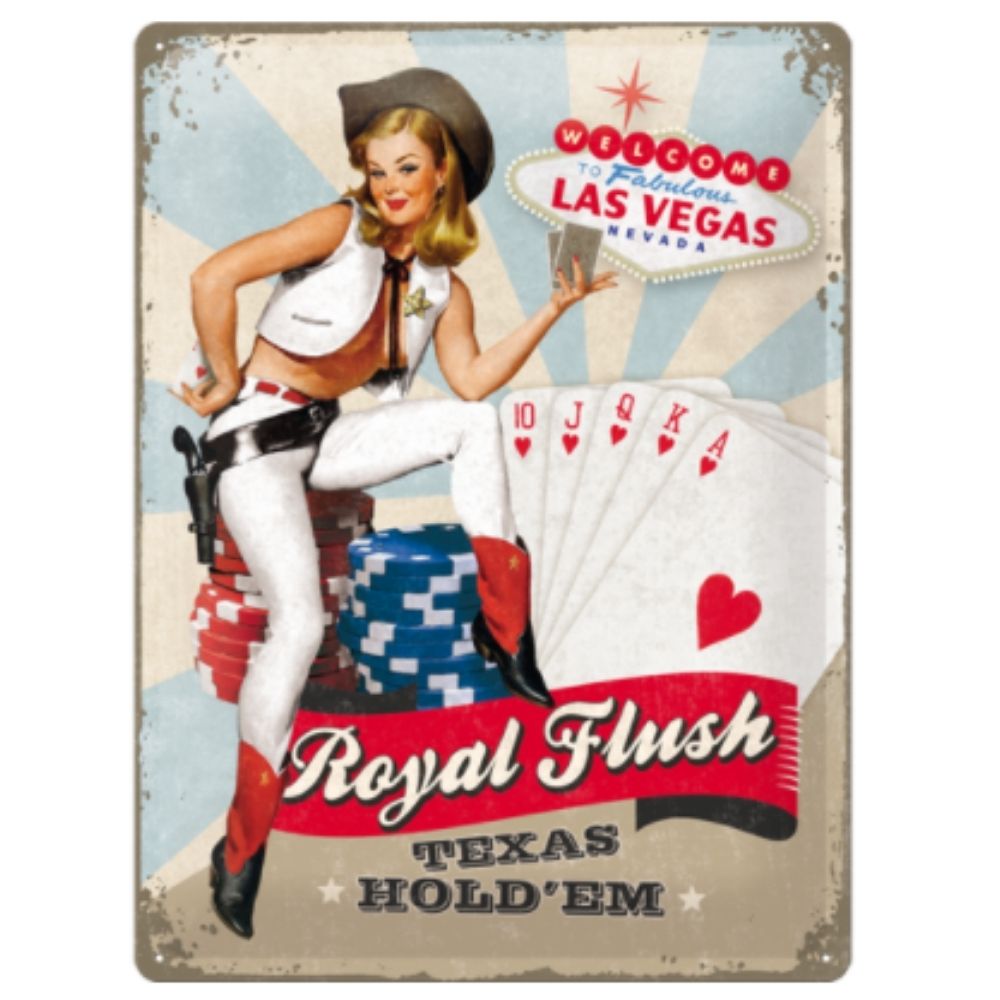 Las Vegas Royal Flush Metal Sign