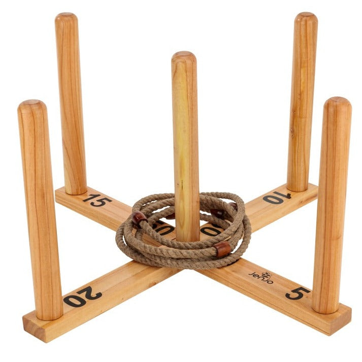 Mega Quoits Wooden Rope Ring Toss Outdoor Game 100cm