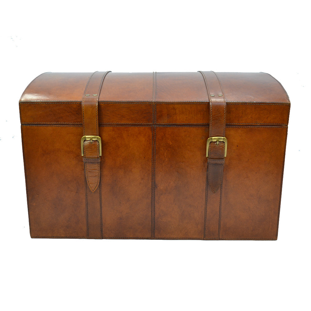 Oval Top Leather Treasure Chest (Available In 2 Colors)