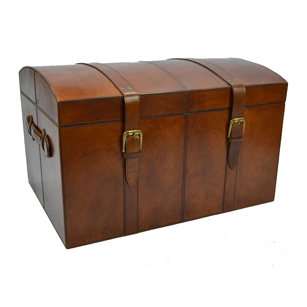 Oval Top Leather Treasure Chest (Available In 2 Colors)