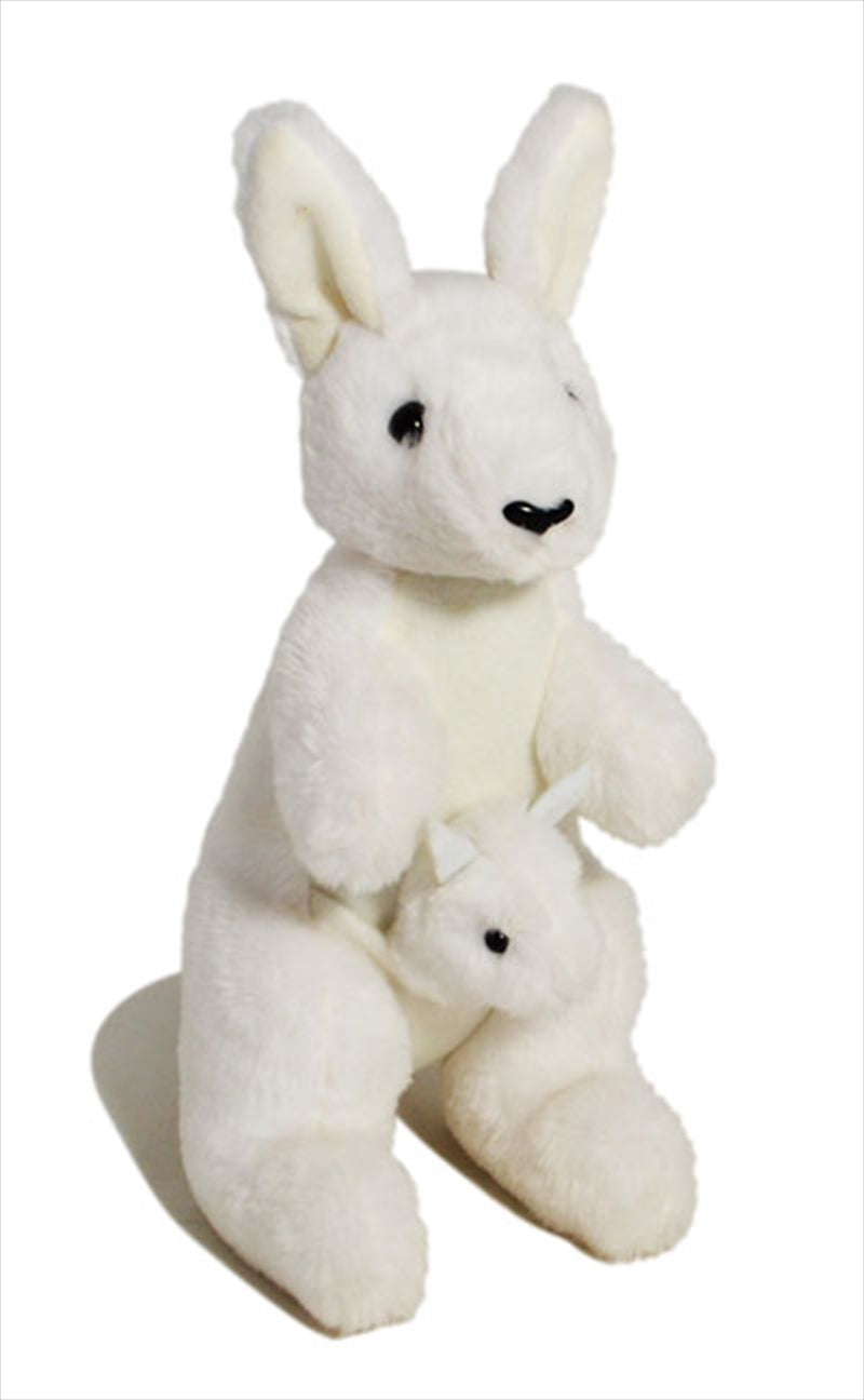 Charming Australian Decor White Kangaroo with Joey - 26cms