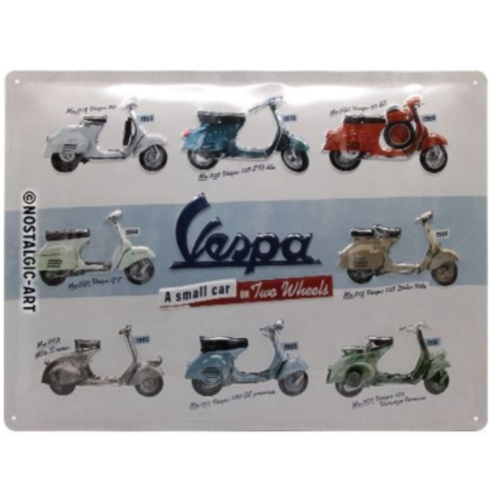 Vespa Model Chart Metal Sign