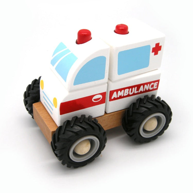 Toddlers Wooden Ambulance Pull Toy