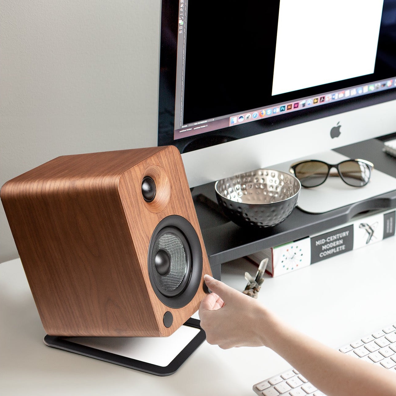 Kanto YU4 140W Powered Bookshelf Bluetooth Speakers with Phono Preamp - Pair, Walnut