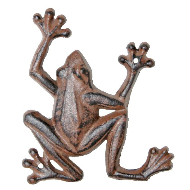 Crawling Frog Cast Iron Wall Sculpture Antique Rust (Available in 2 Sizes)
