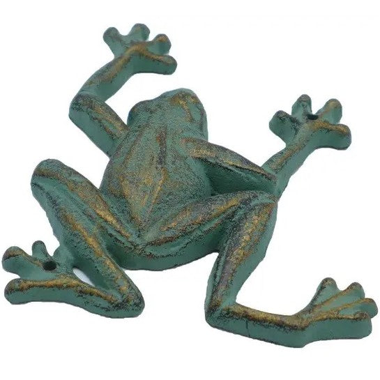 Crawling Frog Cast Iron Wall Sculpture Verdigris (Available in 2 Sizes)