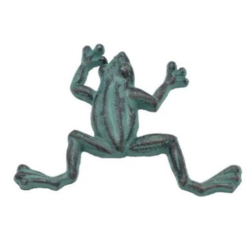 Crawling Frog Cast Iron Wall Sculpture Verdigris (Available in 2 Sizes)