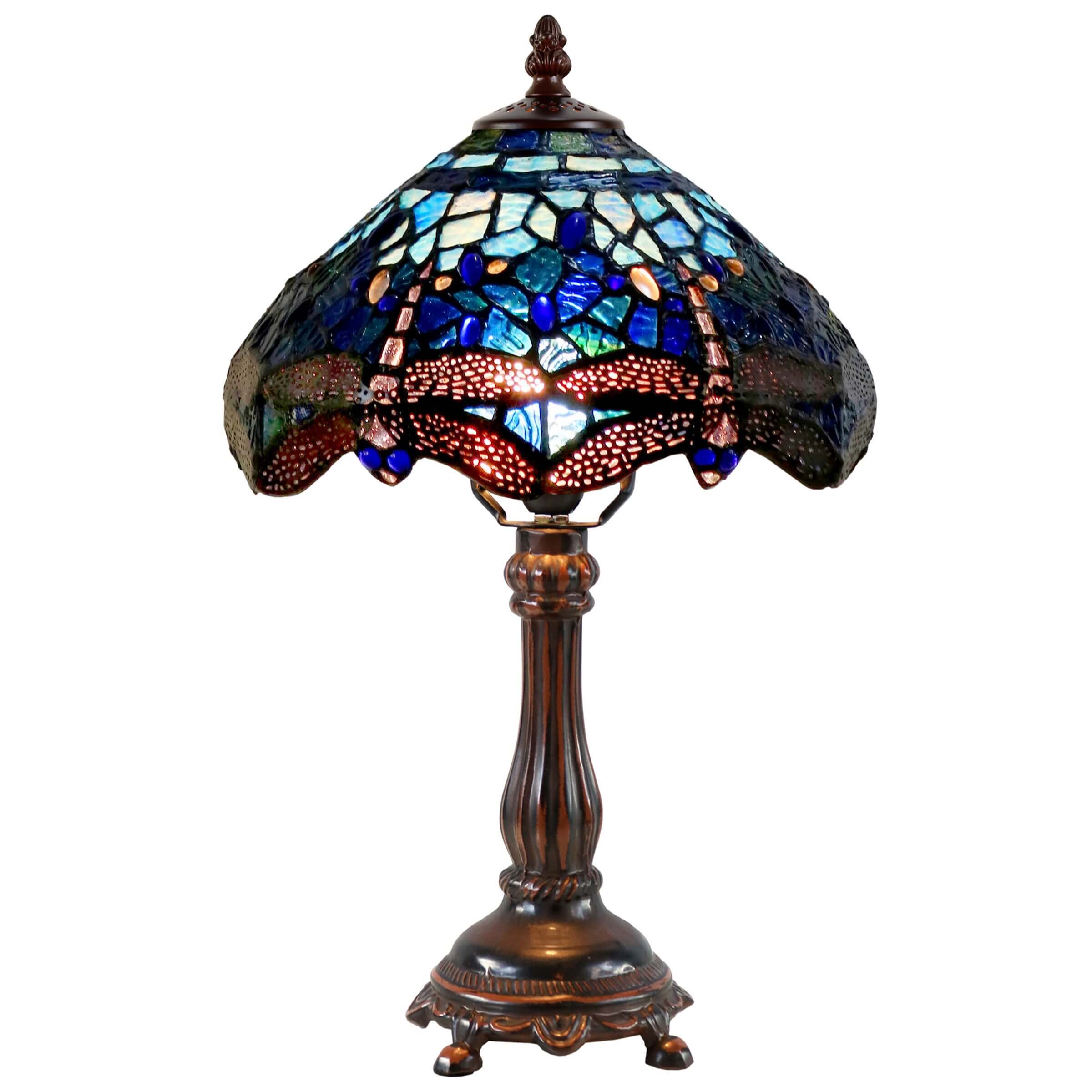 Blue Dragonflies Tiffany Stained Glass Table Lamp (Available in 2 Sizes)