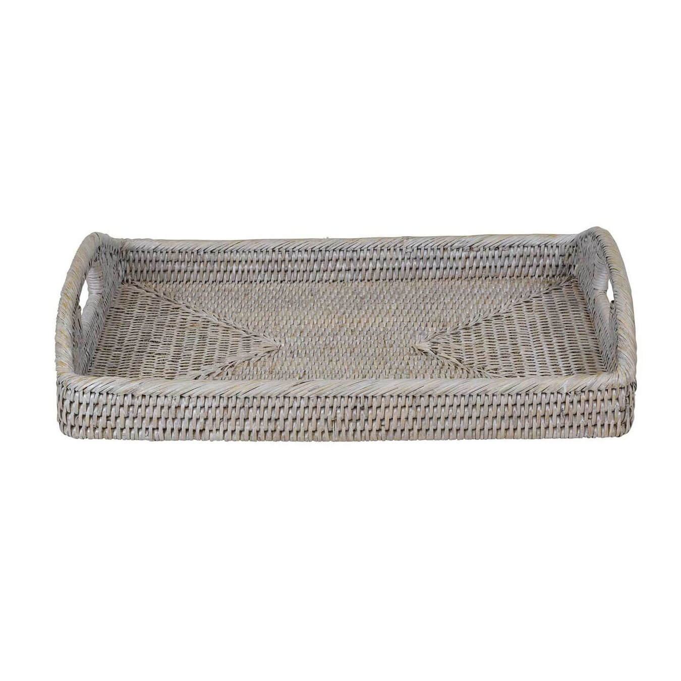 Chic Whitewash Rattan Serving Tray Rectangle (Available in 2 Sizes)