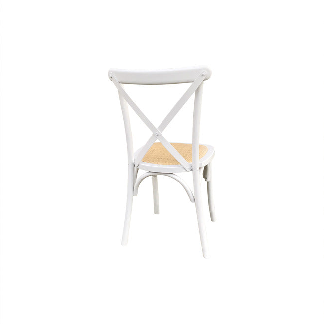 Crossback Rattan Dining Chair White (Stackable)