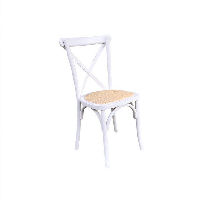Crossback Rattan Dining Chair White (Stackable)