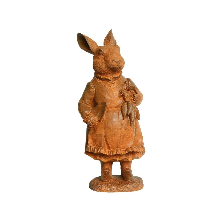 Outdoor Cast Iron Gardening Mother Rabbit Statue (Available in 2 Sizes)
