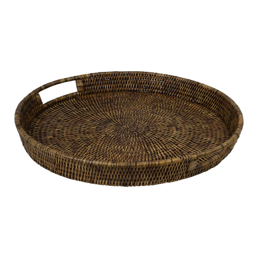 Rattan Plantation Serving Tray - Round (Available in 2 Sizes)