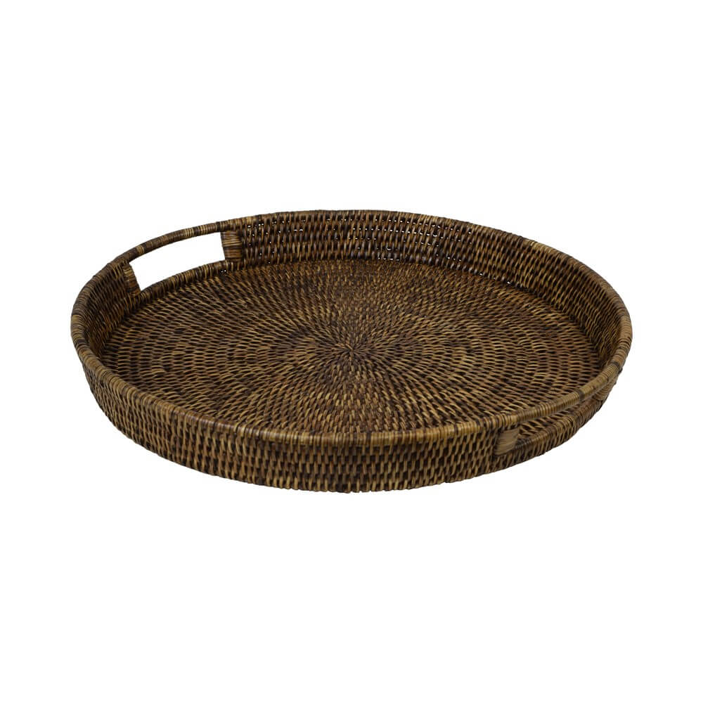 Rattan Plantation Serving Tray - Round (Available in 2 Sizes)
