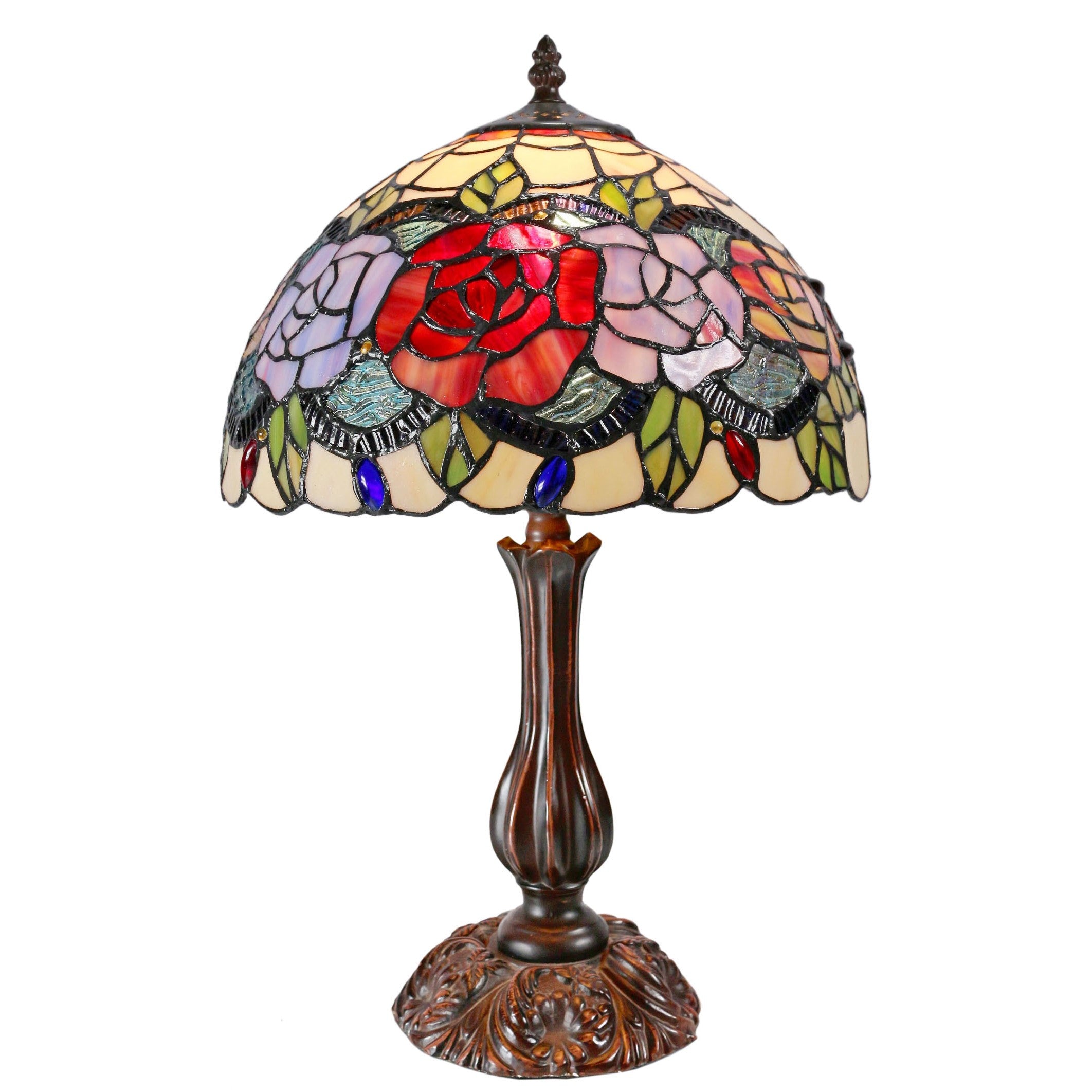 Rose Garden Tiffany Stained Glass Table Lamp (Available in 2 Sizes)