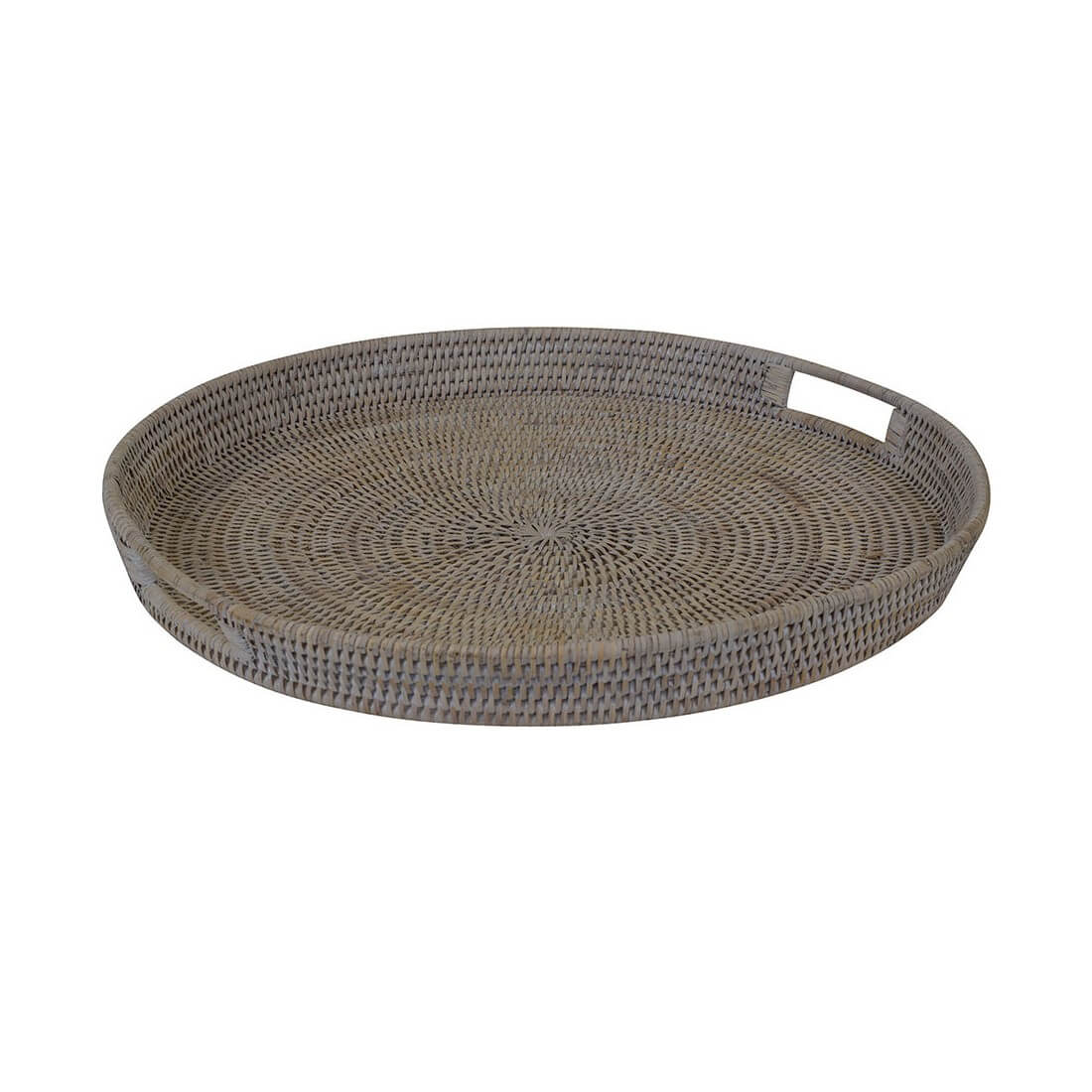 Whitewash Rattan Serving Tray Round (Available in 2 Sizes)