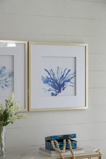 Abstract Blue Coral Framed Prints Set of 2