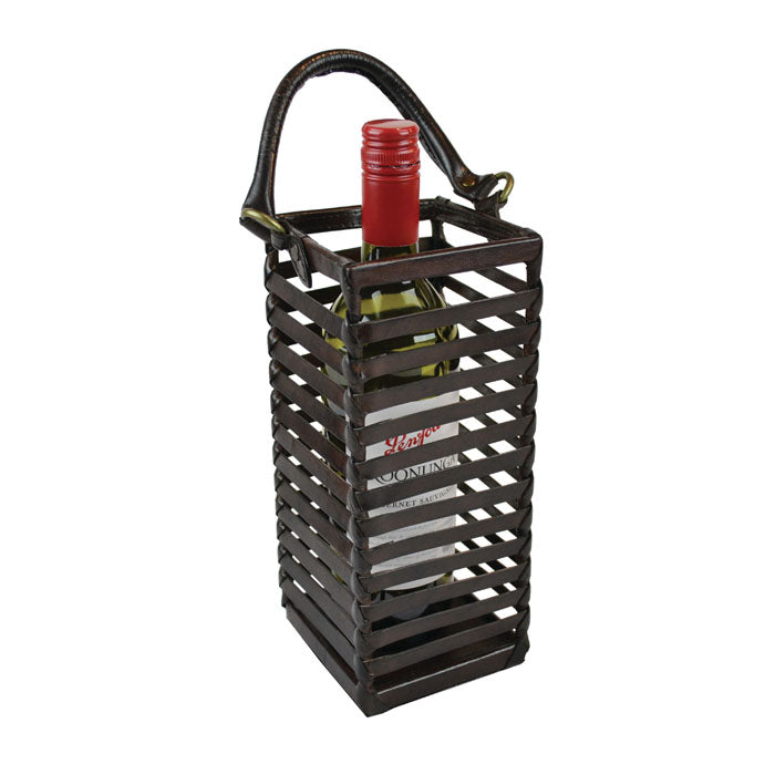 Artisanal Single Bottle Leather Wine Carrier (2 Colors to Choose)