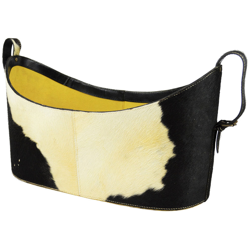 Boat Neck Fur Leather Magazine Basket (2 Colors to Choose)